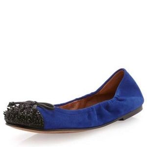 Beatrix Studded Flat Mazerine Blue Ballet Slippers